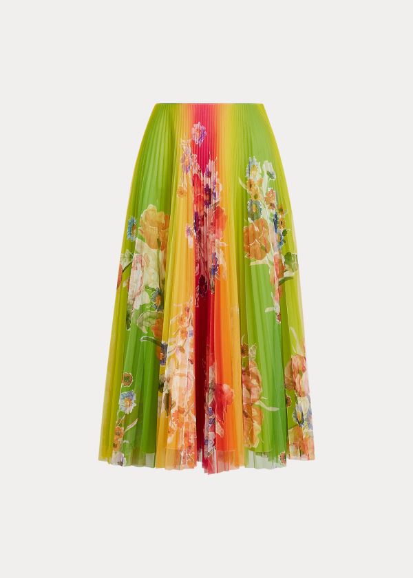 Falda Ralph Lauren Mujer Rosas / Amarillos Multicolor - Trivelas Floral Pleated - YPHTC6239